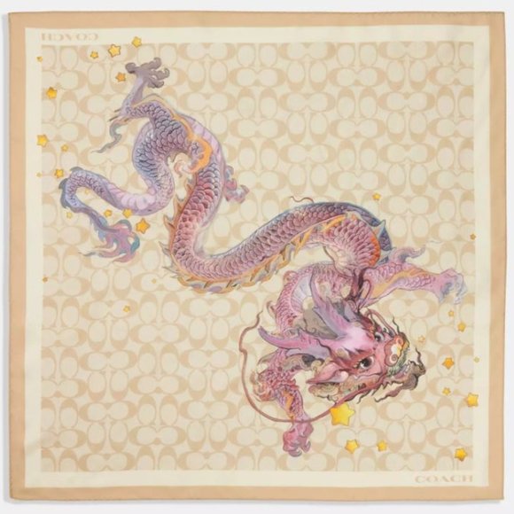 Coach Lunar New Year Dragon Silk Bandana Scarf *NEW* With Tags - Picture 1 of 4